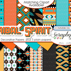 CONJUNTO TRIBAL #3 Papéis digitais, 19 peças, 12" x 12", JPEGs de alta qualidade, download instantâneo penas asteca pena indiana flecha nativa americana