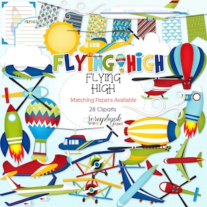 FLYING HIGH Clipart, 28 Png Clipart Dateien Sofortiger Download Hubschrauber Flugzeug Flugzeug Rakete Jet Heißluftballon fliegen Luft- und Raumfahrt Wolken Sonne