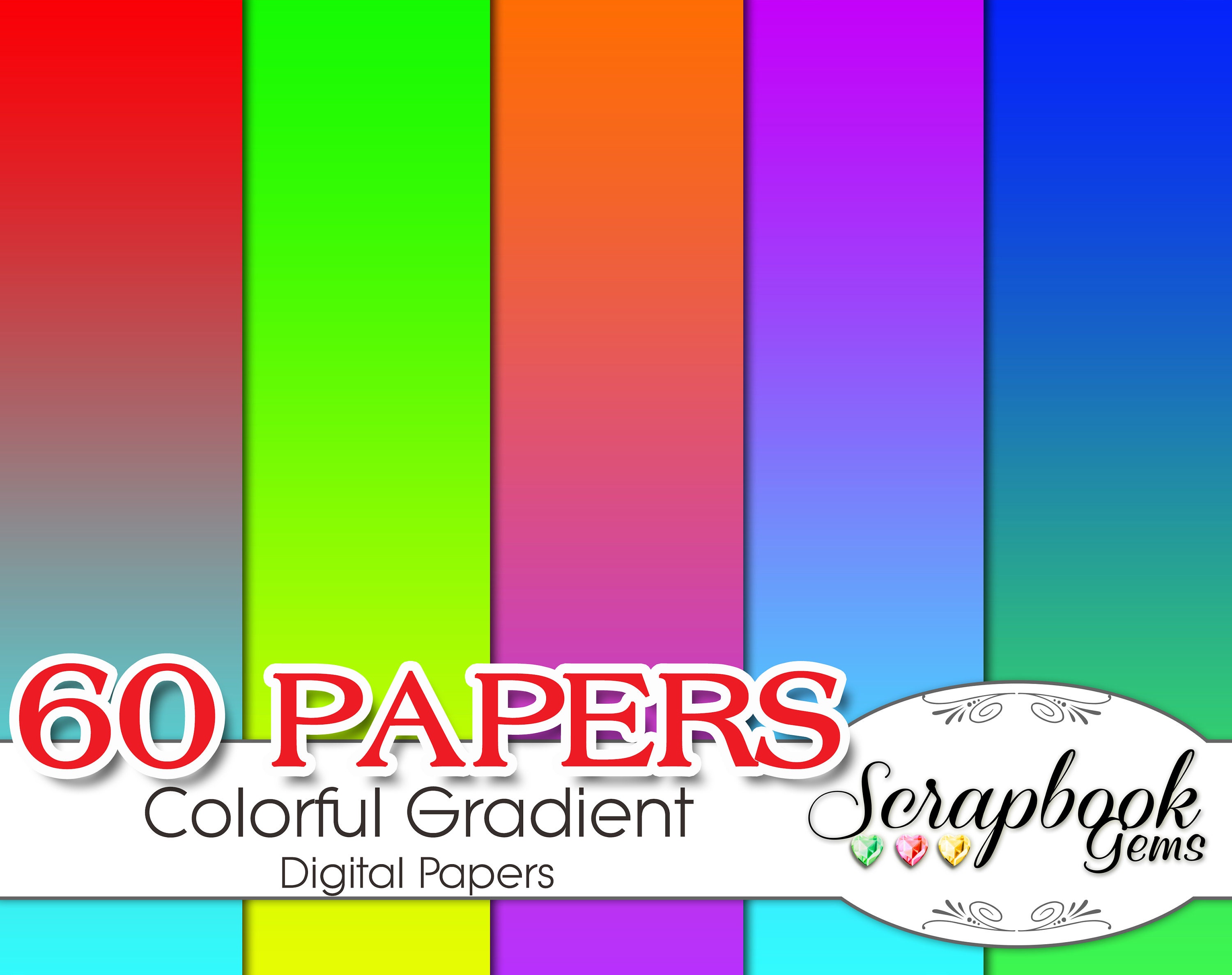 60 Variations of Gradient Ombre Papers, 60 PAPERS, 12