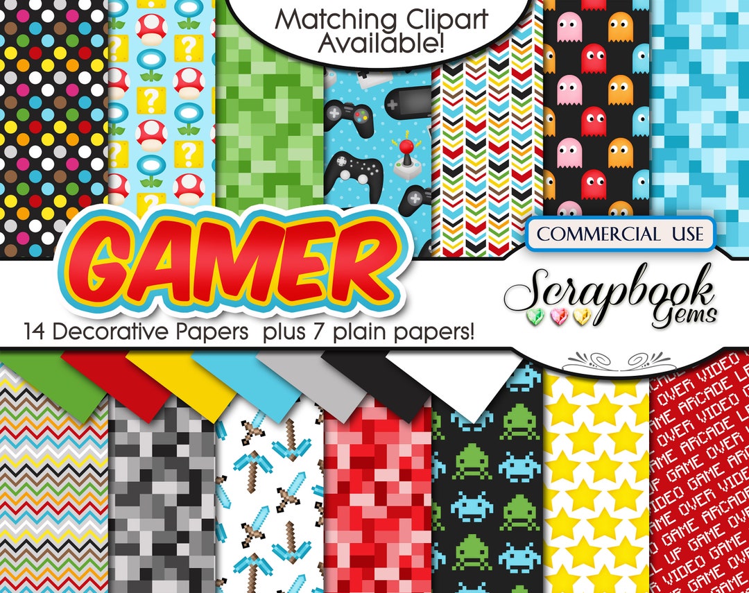 GAMER Digital Papers, 21 Pieces, 12" X 12", High Quality Jpegs Instant ...