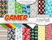 GAMER Digital Papers, 21 Pieces, 12' x 12', High Quality JPEGs Instant Download Commercial Scrapbook arcade, video game, pixel, computer 