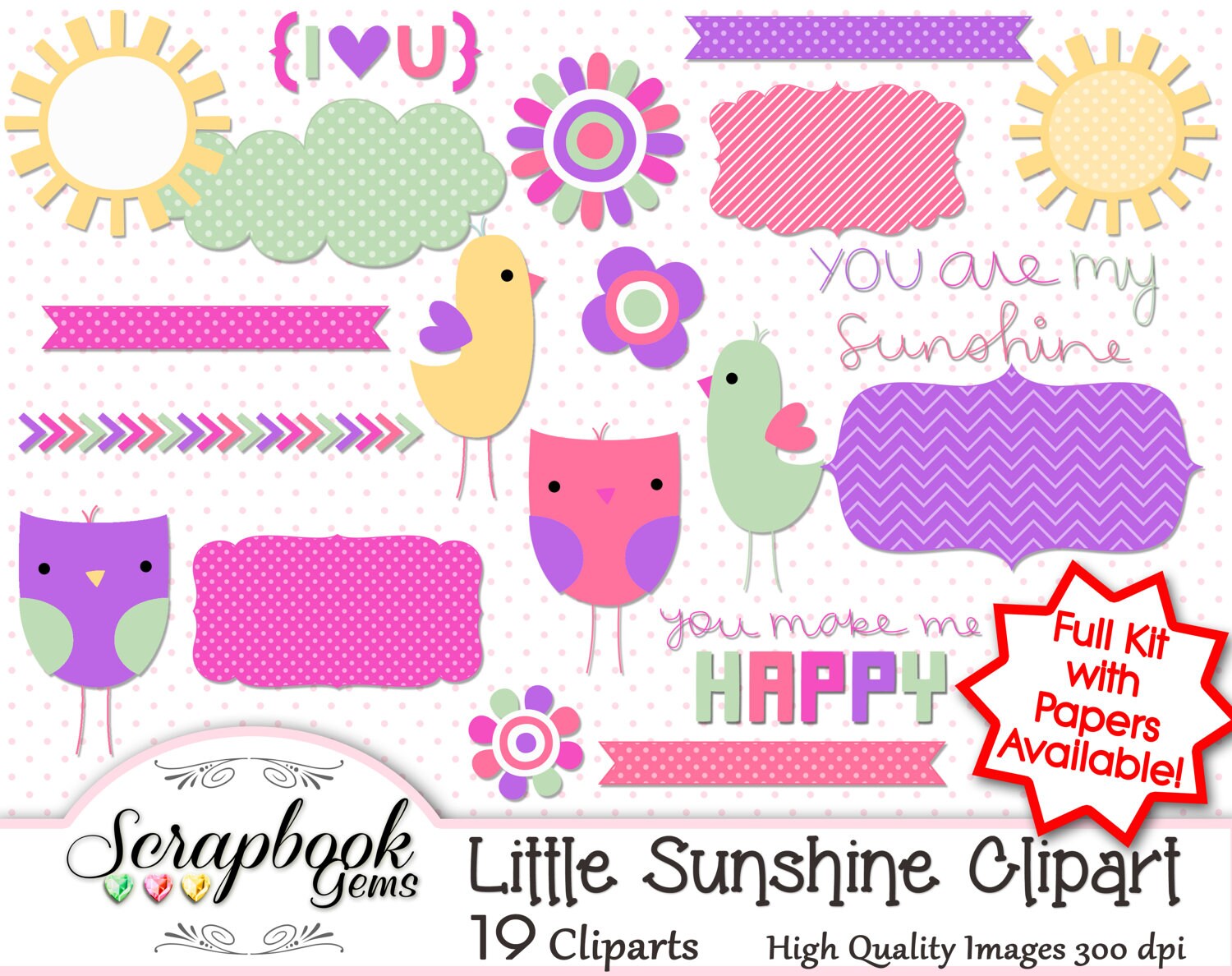 LITTLE SUNSHINE Clipart 19 Png Clipart Files Instant - Etsy