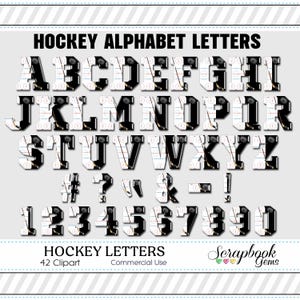 Sports Hockey Letters & Numbers Clipart, 42 High Quality PNG Files