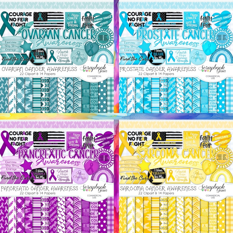 CANCER AWARENESS BUNDLE - 26 Kits in 1, 572 Cliparts & 364 Papers ...