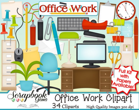 OFFICE WORK Clipart 34 Png Clipart Files Instant Download | Etsy