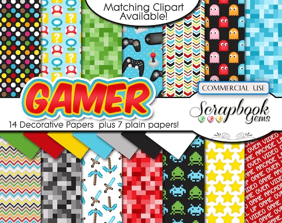 Gamer Video Game Clipart Papers Kit 34 Png Clipart Files Etsy - papers please 34 party update roblox 1 games