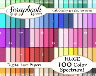100 Lace Digital Paper, 100 Pieces, 12" x 12", 300 dpi High Quality JPEG files, Instant Download