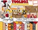 TOOLBOX Clipart and Papers Kit, 37 png Clip Arts, 20 jpeg Papers Instant Download hammer wrench screwdriver tools drill ruler tape measure 
