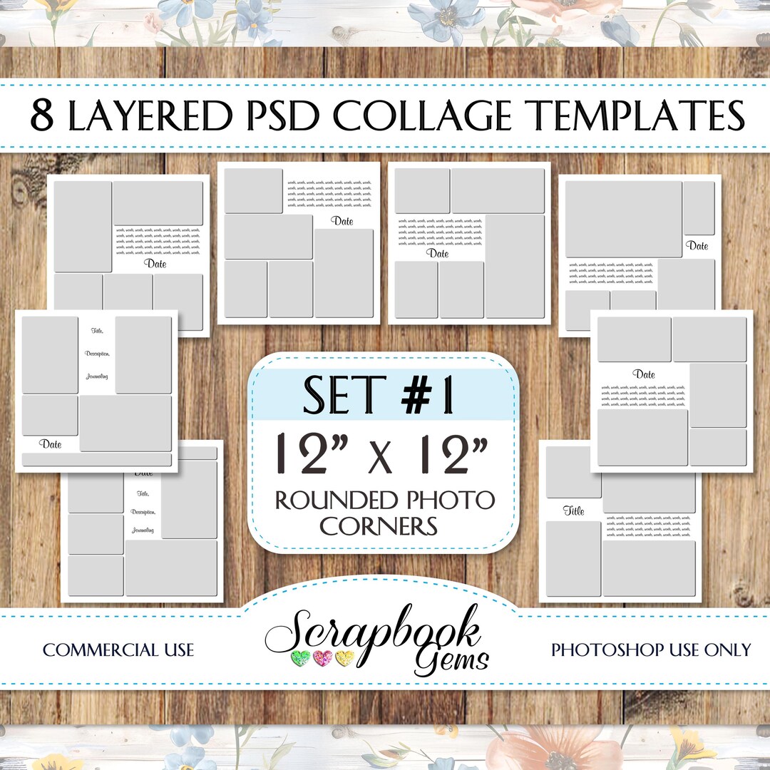 Rounded Corner Photo Templates SET 1, Eight 12