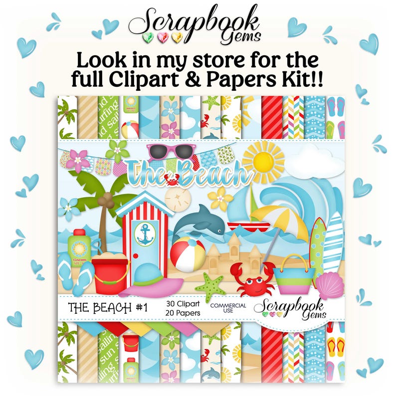 THE BEACH (kit #1) Clipart, 30 Png Clipart Files, Instant Download Kid ...