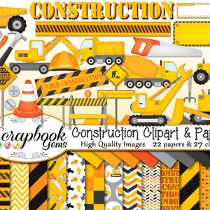 CONSTRUCTION Clipart and Papers Kit 27 png Clip arts 22 jpeg image 1