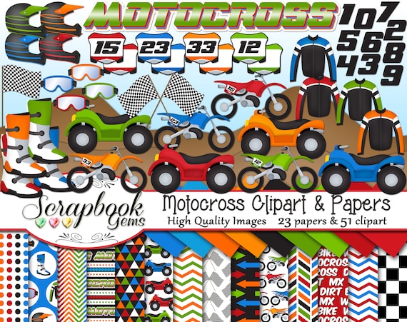 Boys Dirtbike Scrapbook Graphic Clipart