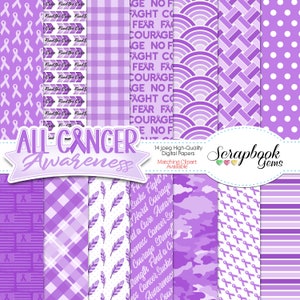 ALL CANCER Awareness Clipart & Papers Kit, 22 Png Clipart Files, 14 ...
