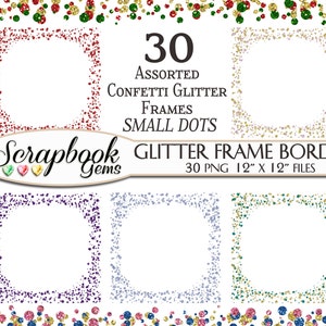 30 Glitter Frame Transparent Overlays, 12&quot; x 12&quot;, 300 dpi High Quality DIGITAL PNG files, Instant Download
