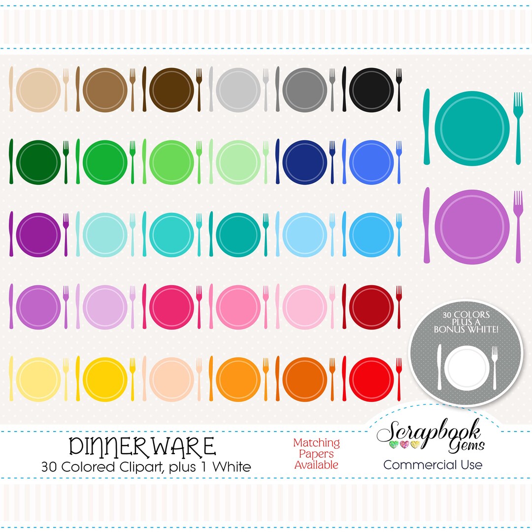 DINNERWARE Clipart 31 Png Clipart Files Instant Download Etsy