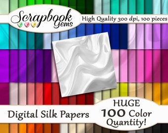 100 Silk Digital Papers, 100 Pieces, 12" x 12", 300 dpi High Quality JPEG files, Instant Download