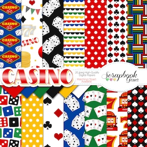 Papéis digitais CASINO, 20 peças, 12" x 12", JPEGs de alta qualidade, download instantâneo, dados, jogos de azar, las vegas, atlantic city, baralho de cartas