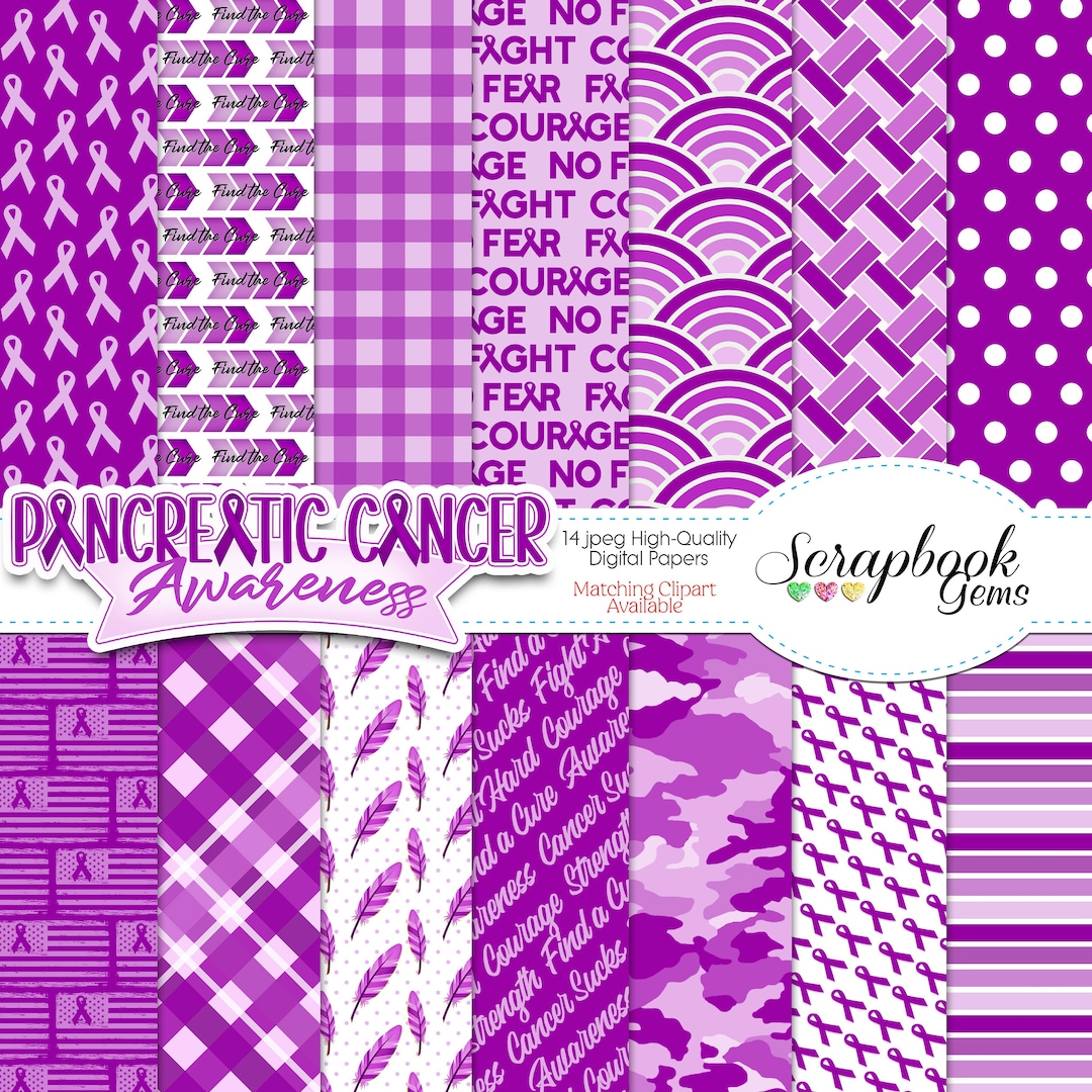 PANCREATIC Cancer Awareness Digital Paper, 14 Pieces, 12