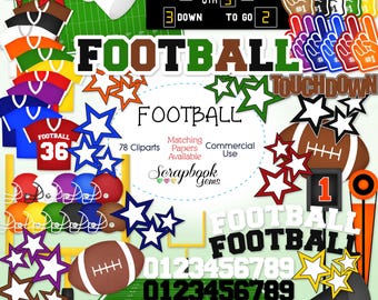 FOOTBALL Clipart, 78 png Clipart files Instant Download sports ball goalpost rugby scoreboard football field jersey helmet team touchdown