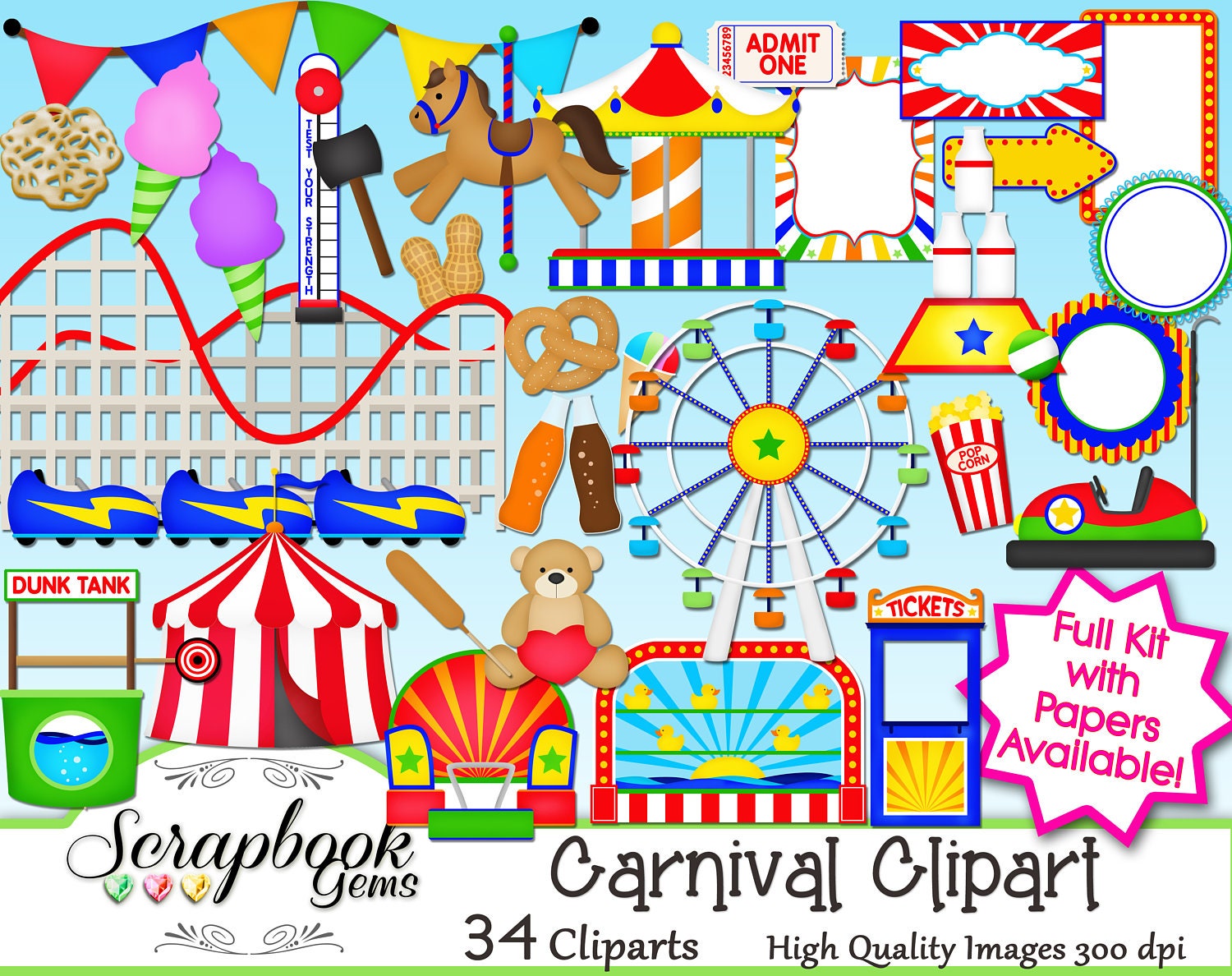 Fair, Carnival, Circus, Tickets, La Petites, 3D Stickers, Acid