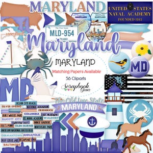 MARYLAND STATE Clipart, 56 Png Clipart Dateien, Instant Download Baltimore, Möwe, Pferd, Krabbe, Segelboot, Kapitänsmütze, Leuchtturm, Möwe