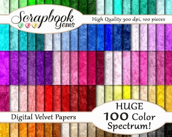 100 Velvet Cloth Style Digital Paper, 100 Pieces, 12" x 12", 300 dpi High Quality JPEG files, Instant Download