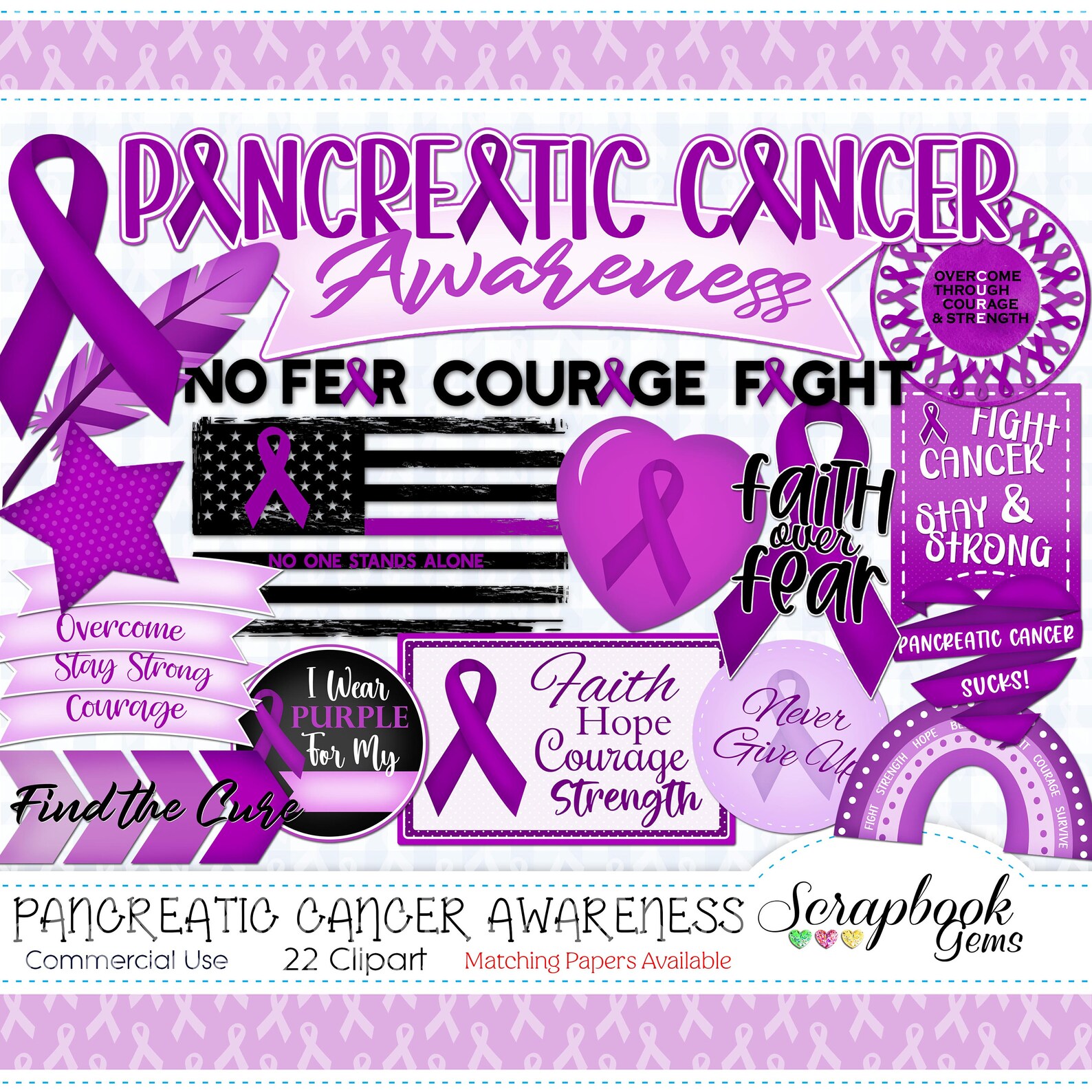 Pancrease Cancer Clip Art PANCREATIC Cancer Awareness Clipart, 22 Png Clipart Files Instant ...