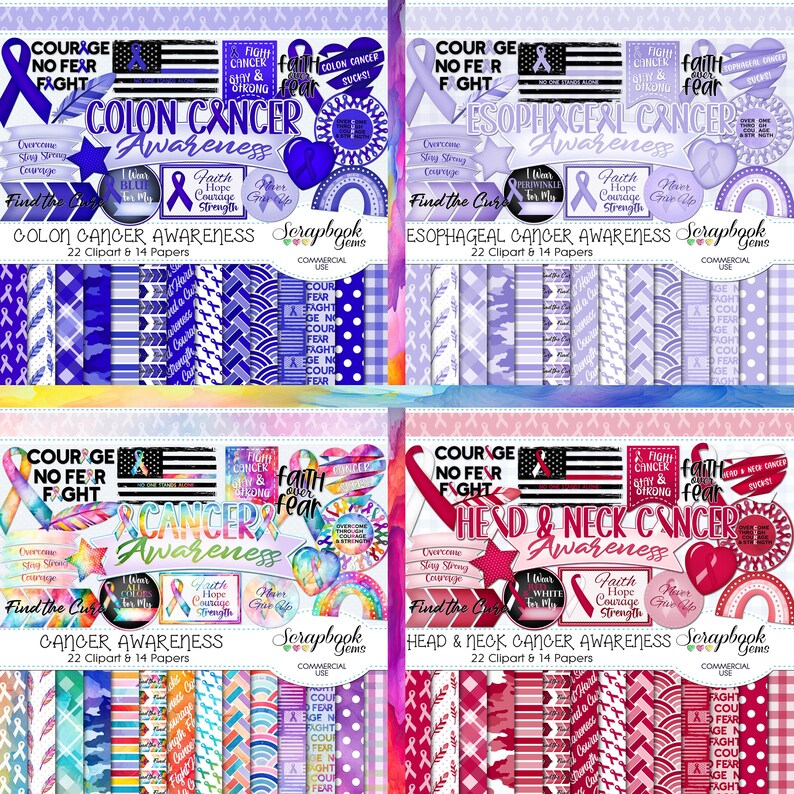 CANCER AWARENESS BUNDLE - 26 Kits in 1, 572 Cliparts & 364 Papers ...