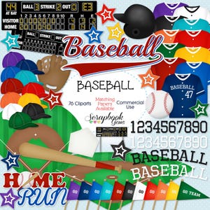 BASEBALL Clipart, 76 png Clip Art Dateien Sofort-Download Sport Trikot Base Ball Feldhandschuh Mitt Fledermaus Baseballkappe Softball Helm Kappe