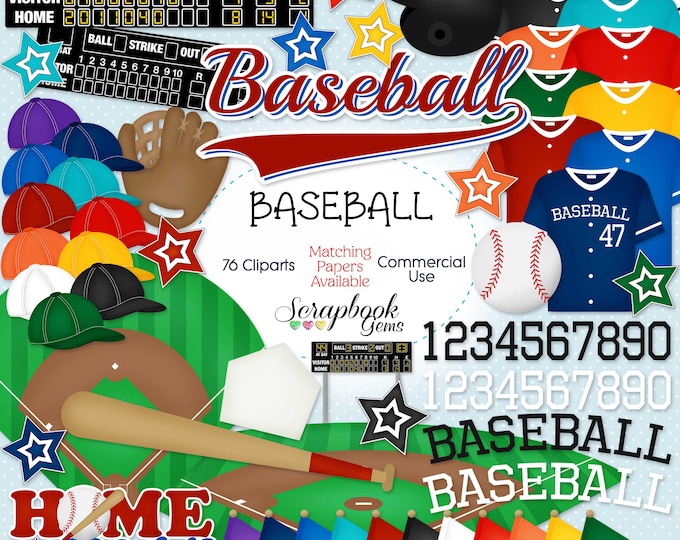 Baseball Set Clipart - Digital Clip Art Graphics, Personal, Commercial ...