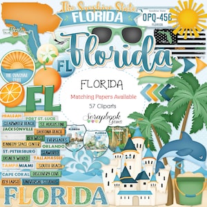 FLORIDA STATE Clipart, 57 png Clipart Dateien, zum sofortigen Download, Strand, Ozean, Meer, Wellen, Palmen, Tampa, Miami, Miami, Delfin, Sand, Orange