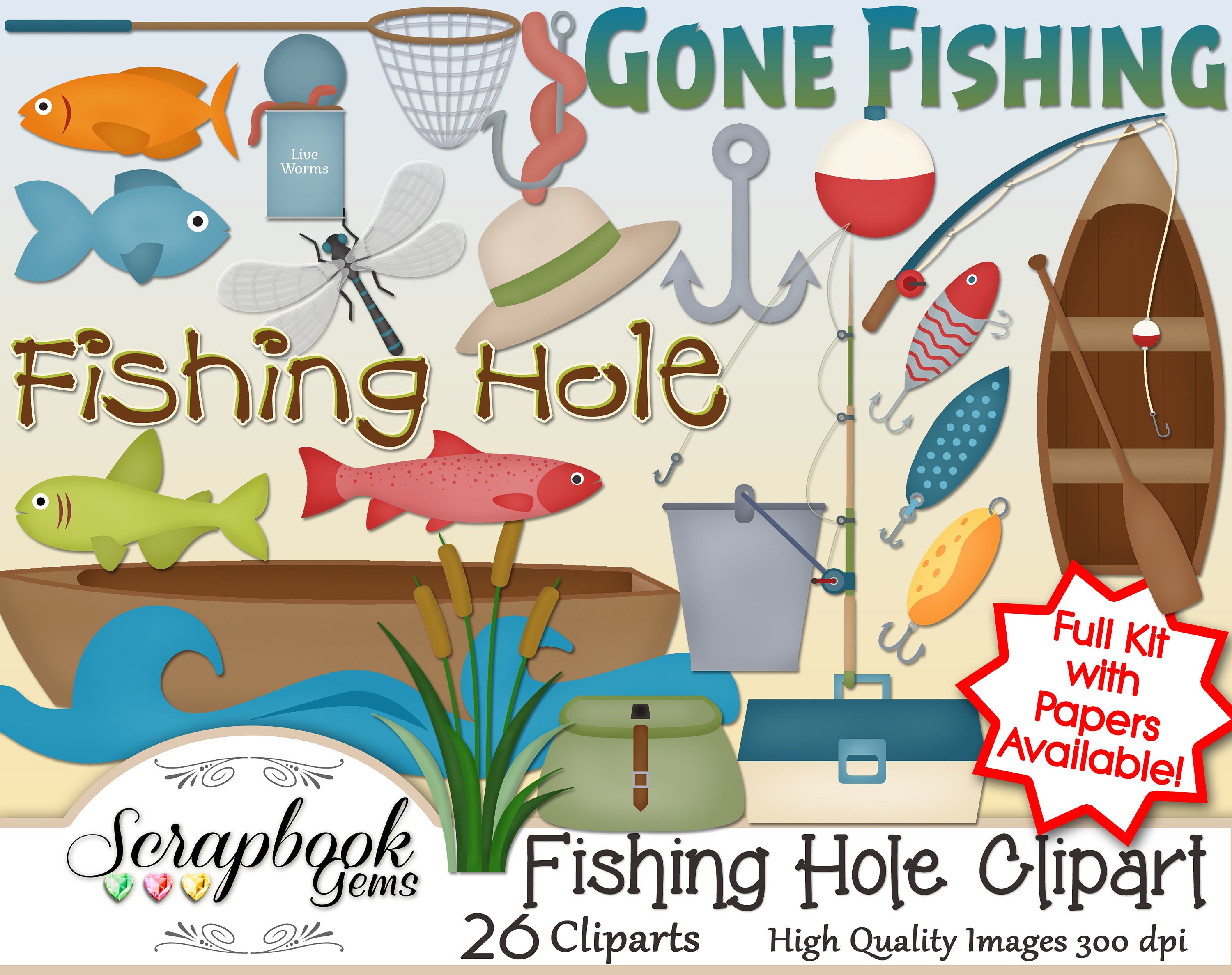 FISHING HOLE Clipart 26 png Clipart files Instant Download Etsy