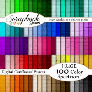 Papel digital estilo papelão 100, 100 peças, 12" x 12", 300 dpi arquivos JPEG de alta qualidade, download instantâneo