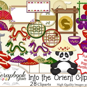EN EL ORIENT Clipart, 28 png Clipart archivos, Instant Download asiático oriental chino japonés dragón dragón panda gong fortuna galleta de la fortuna