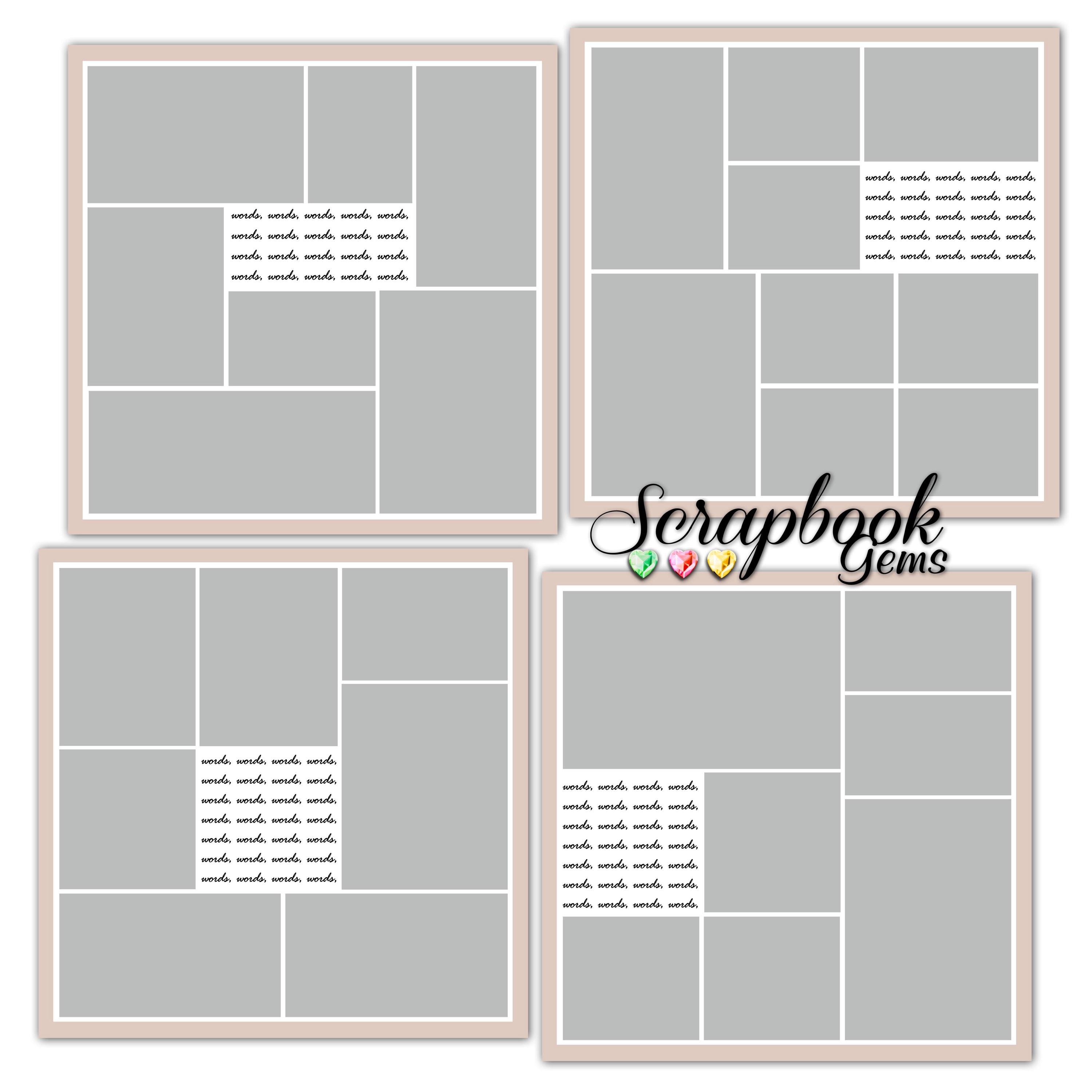 PHOTO COLLAGE Scrapbook Templates Eight 12 X 12 Pocket Digital PHOTO COLLAGE Scrapbook Templates Eight 12 X 12 Pocket Digital