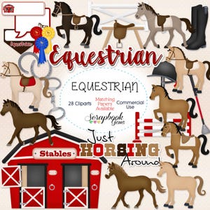 EQUESTRIAN Clipart, 27 png Clipart-bestanden Instant Download stabiel hek rails paard paardrijden merrie hengst gewas laarzen hoefijzer eerst