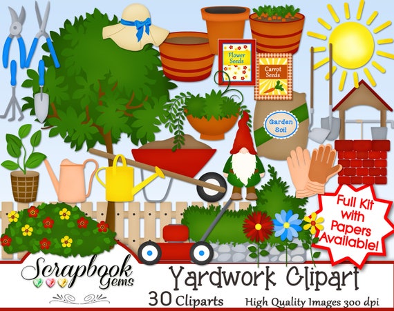 YARD WORK Clipart 30 Png Clipart Files Instant Download - Etsy