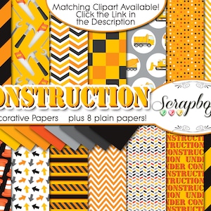 CONSTRUCTION Clipart and Papers Kit 27 png Clip arts 22 jpeg image 2