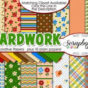 Op de afbeelding: Een digitaal scrapbook papierpakket met 14 decoratieve papieren en 10 effen papieren. De papieren hebben een verscheidenheid aan patronen, waaronder strepen, stippen, bloemen en geometrische ontwerpen. De papieren zijn in verschillende kleuren, waaronder rood, blauw, groen, geel en bruin. De papieren zijn perfect voor scrapbooking, kaart maken en andere papierambachten.