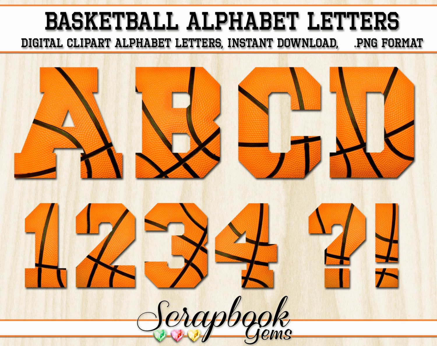 Sports Basketball Letters & Numbers Clipart 40 High Quality Etsy