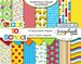 BACK TO SCHOOL #2 Digital Papers, 19 Pieces, 12' x 12', High Quality JPEGs, Instant Download, notebook, school bus, crayons, desks, chairs 