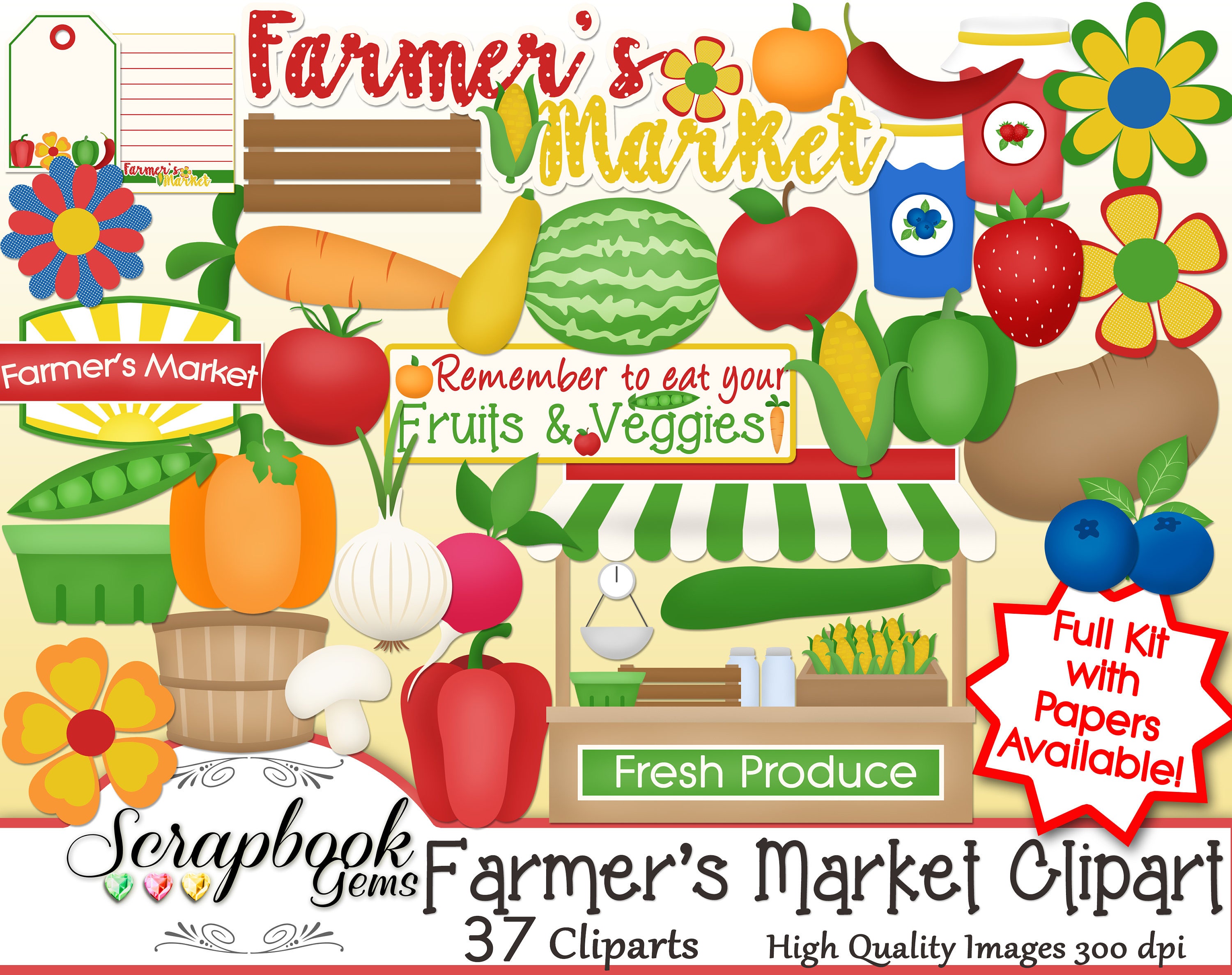 FARMER'S MARKET Clipart 37 png Clipart files Instant Etsy