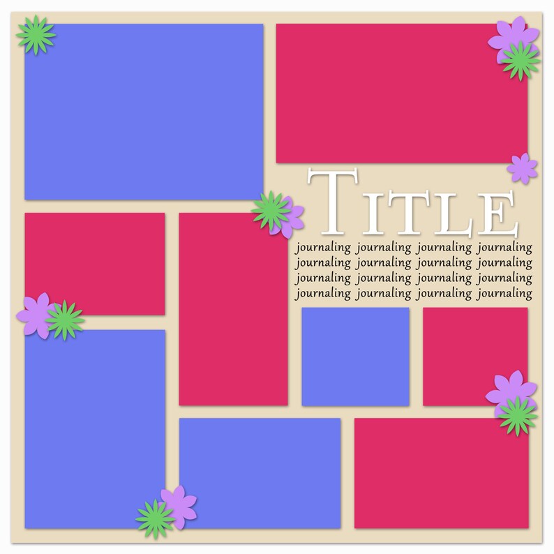 Four 12 x 12 Pocket Digital Scrapbook Layered Photo Templates PSD