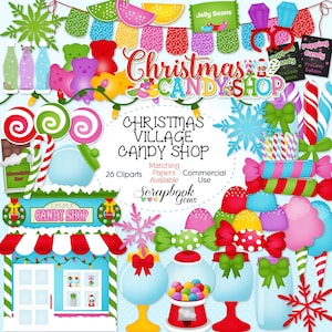 NEGOZIO DI DOLCI DI NATALE Clipart, 43 file clipart png, download immediato, negozio di dolciumi, inverno, bambino, bastoncino di zucchero, menta piperita, cioccolato, fiocco di neve