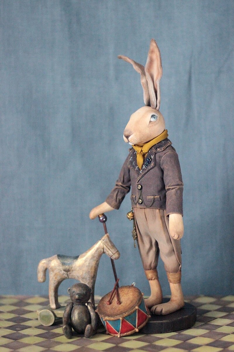 SOLD!!!! Art Toy Rabbit OOAK Sculpture Rabbit Handmade Art Doll Static ...