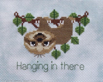 Sweet Sloth Cross Stitch Pattern PDF | Hang in there Sloth