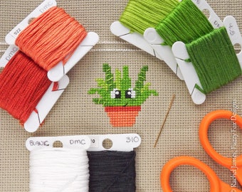 Albert el Aloe Patrón de punto de cruz PDF / Espinoso pero lindo Stitch-a-Long