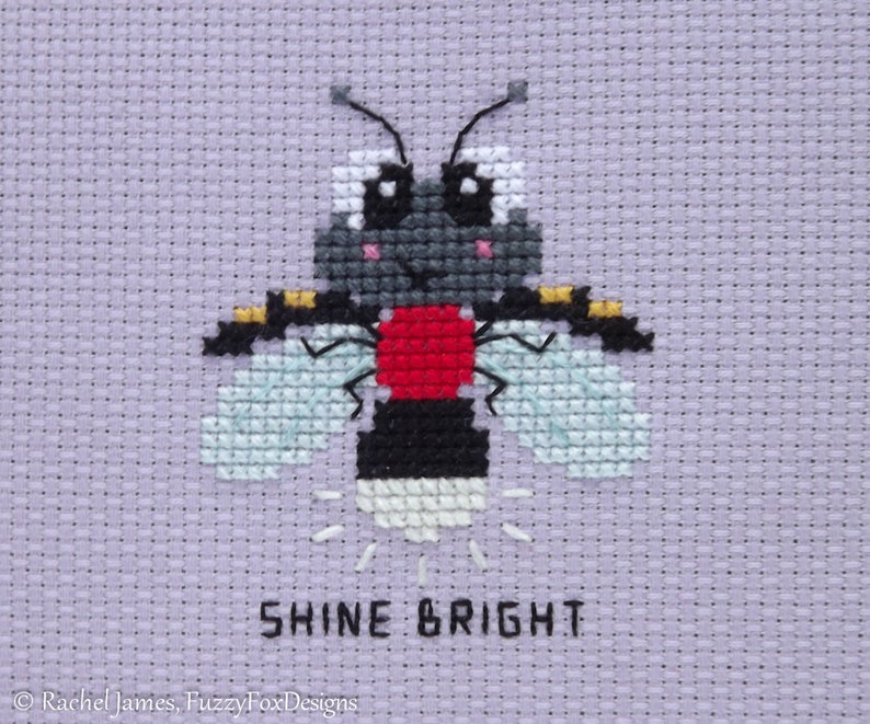 Bright Baby Firefly Cross Stitch Pattern PDF Seven Mini Motivators Series Fire Fly Cross Stitch image 2