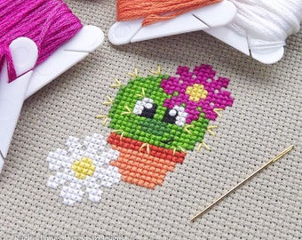 Chloe the Cute Cactus Cross Stitch Pattern PDF | Prickly but Cute Stitch-a-Long