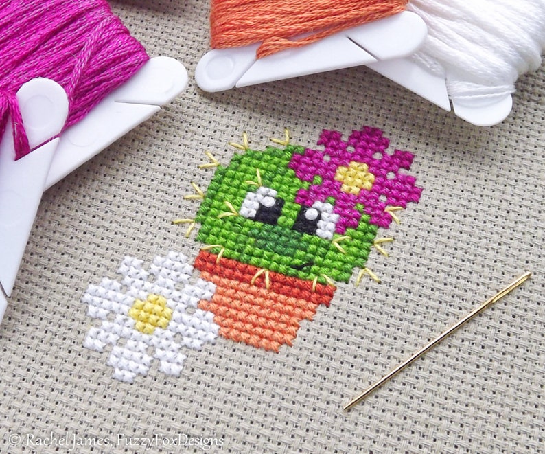 Chloe the Cute Cactus Cross Stitch Pattern PDF Prickly but Cute Stitch-a-Long image 1